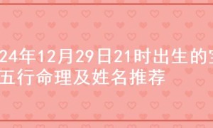 2024年12月29日21时出生的宝宝五行命理及姓名推荐