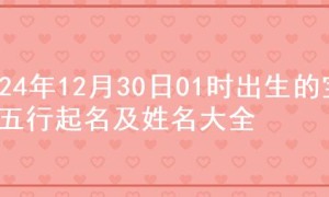 2024年12月30日01时出生的宝宝五行起名及姓名大全