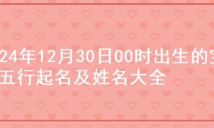 2024年12月30日00时出生的宝宝五行起名及姓名大全