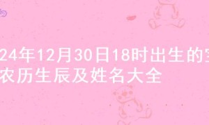 2024年12月30日18时出生的宝宝农历生辰及姓名大全