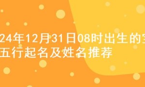 2024年12月31日08时出生的宝宝五行起名及姓名推荐