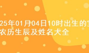 2025年01月04日10时出生的宝宝农历生辰及姓名大全