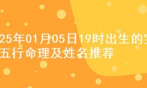 2025年01月05日19时出生的宝宝五行命理及姓名推荐