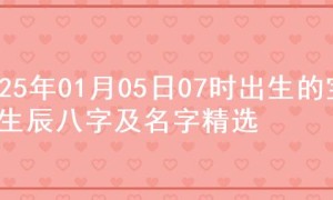 2025年01月05日07时出生的宝宝生辰八字及名字精选
