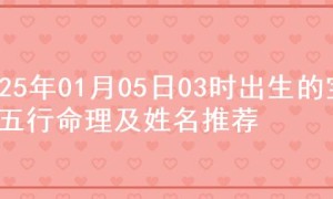 2025年01月05日03时出生的宝宝五行命理及姓名推荐