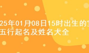 2025年01月08日15时出生的宝宝五行起名及姓名大全