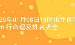 2025年01月08日18时出生的宝宝五行命理及姓名大全