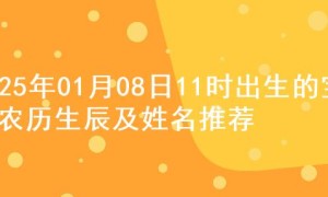2025年01月08日11时出生的宝宝农历生辰及姓名推荐