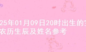 2025年01月09日20时出生的宝宝农历生辰及姓名参考