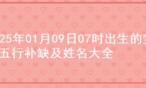 2025年01月09日07时出生的宝宝五行补缺及姓名大全
