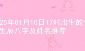 2025年01月10日17时出生的宝宝生辰八字及姓名推荐