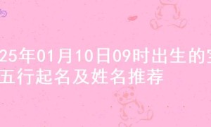 2025年01月10日09时出生的宝宝五行起名及姓名推荐