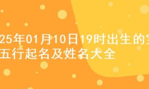 2025年01月10日19时出生的宝宝五行起名及姓名大全