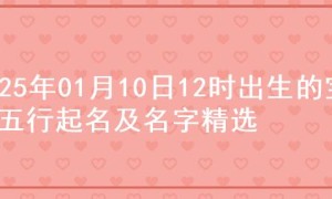 2025年01月10日12时出生的宝宝五行起名及名字精选