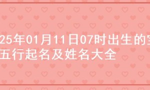 2025年01月11日07时出生的宝宝五行起名及姓名大全