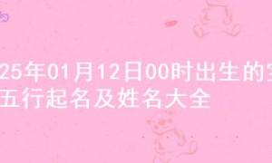 2025年01月12日00时出生的宝宝五行起名及姓名大全