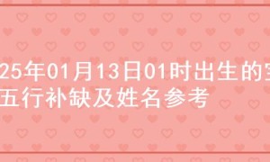 2025年01月13日01时出生的宝宝五行补缺及姓名参考