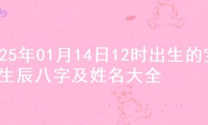 2025年01月14日12时出生的宝宝生辰八字及姓名大全
