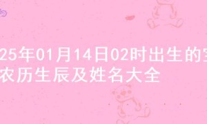 2025年01月14日02时出生的宝宝农历生辰及姓名大全
