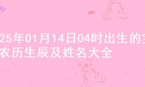 2025年01月14日04时出生的宝宝农历生辰及姓名大全