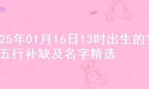 2025年01月16日13时出生的宝宝五行补缺及名字精选