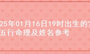 2025年01月16日19时出生的宝宝五行命理及姓名参考