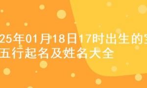 2025年01月18日17时出生的宝宝五行起名及姓名大全