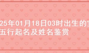 2025年01月18日03时出生的宝宝五行起名及姓名鉴赏