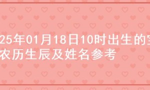 2025年01月18日10时出生的宝宝农历生辰及姓名参考