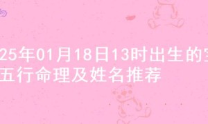 2025年01月18日13时出生的宝宝五行命理及姓名推荐