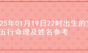 2025年01月19日22时出生的宝宝五行命理及姓名参考