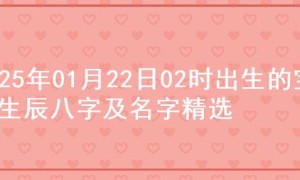 2025年01月22日02时出生的宝宝生辰八字及名字精选