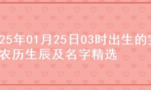 2025年01月25日03时出生的宝宝农历生辰及名字精选