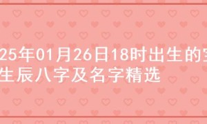 2025年01月26日18时出生的宝宝生辰八字及名字精选