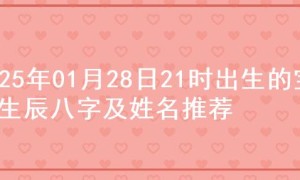2025年01月28日21时出生的宝宝生辰八字及姓名推荐