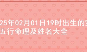2025年02月01日19时出生的宝宝五行命理及姓名大全