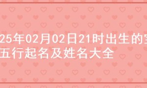 2025年02月02日21时出生的宝宝五行起名及姓名大全