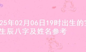2025年02月06日19时出生的宝宝生辰八字及姓名参考