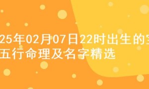2025年02月07日22时出生的宝宝五行命理及名字精选