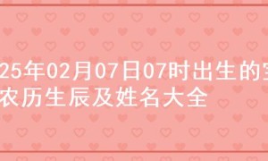 2025年02月07日07时出生的宝宝农历生辰及姓名大全