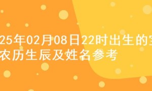2025年02月08日22时出生的宝宝农历生辰及姓名参考