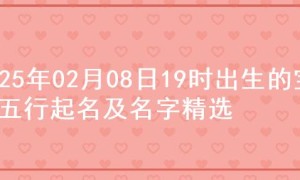 2025年02月08日19时出生的宝宝五行起名及名字精选