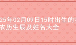 2025年02月09日15时出生的宝宝农历生辰及姓名大全