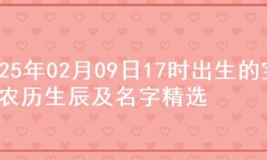 2025年02月09日17时出生的宝宝农历生辰及名字精选