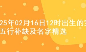 2025年02月16日12时出生的宝宝五行补缺及名字精选
