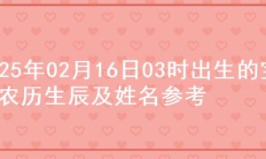 2025年02月16日03时出生的宝宝农历生辰及姓名参考