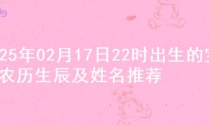 2025年02月17日22时出生的宝宝农历生辰及姓名推荐