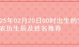 2025年02月20日00时出生的宝宝农历生辰及姓名推荐