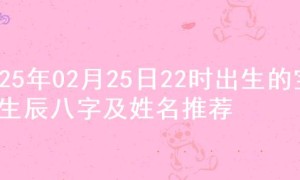 2025年02月25日22时出生的宝宝生辰八字及姓名推荐