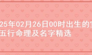 2025年02月26日00时出生的宝宝五行命理及名字精选